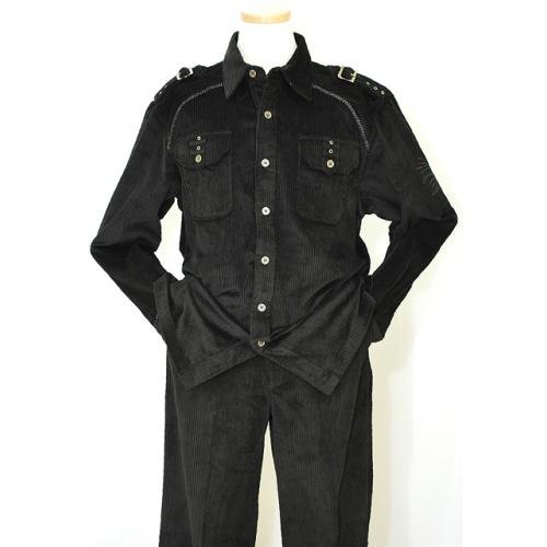 Prestige Black 2PC 100% Cotton Corduroy Outfit COR-106